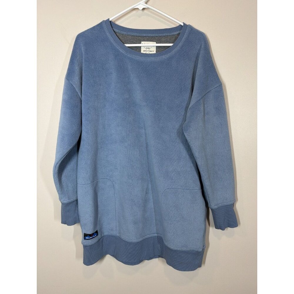 Kavu Blue Long Sleeve Fleece Pullover Sweatshirt Size L Cozy Soft Casual Outdoor